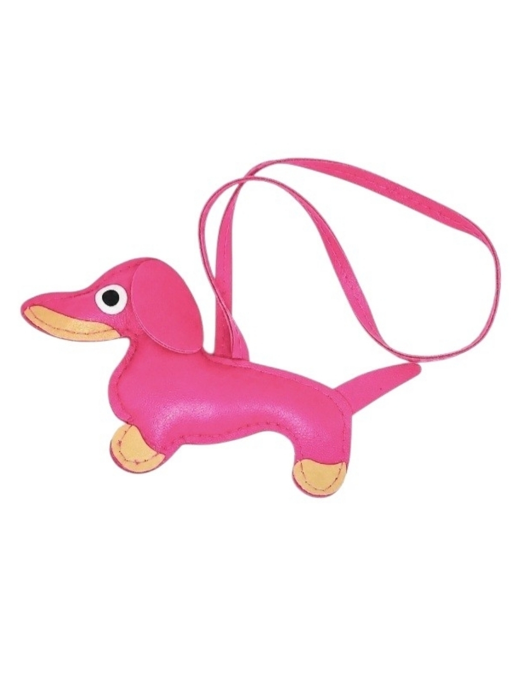 Dachshund Faux Leather Keychain Bag Purse Charm  Hot Pink NWT